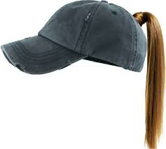 hair up in ponytail in a hat - Google Search