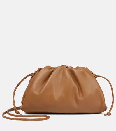 Pouch Mini Leather Shoulder Bag in Brown - Bottega Veneta | Mytheresa