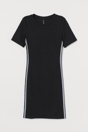 Fitted Dress - Black/reflective - Ladies | H&M US