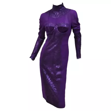 New Tom Ford Metallic Amethyst Lace Cocktail Dress 40 - 4 For Sale at 1stDibs | amethyst color dress, tom ford violet satin, violet satin tom ford