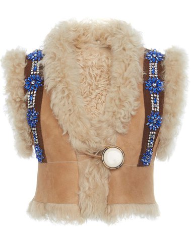 Faux Fur-Embellished Suede Vest