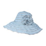 Packable Ribbon Crusher Sun Shade Beach Hat, Adjustable Wide Shapeable Brim, SPF UPF 50 UV Protection, With Flower Accent (Light Blue) - Walmart.com