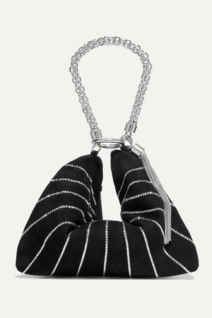 Black Callie crystal-embellished suede shoulder bag | Jimmy Choo | NET-A-PORTER