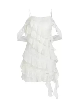Shop LoveShackFancy Sobine Lace Ruffled Minidress | Saks Fifth Avenue