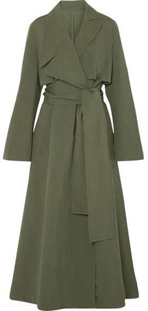 RŪH - Oversized Cotton And Silk-blend Trench Coat - Army green