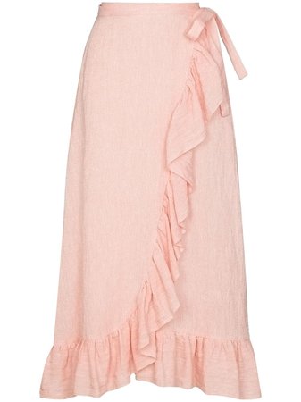Shop pink Lisa Marie Fernandez ruffled wrap skirt with Express Delivery - Farfetch