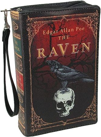 Black Vinyl The Raven Book Handbag Novelty Clutch Purse Crossbody Bag Edgar Allen Poe One Size: Handbags: Amazon.com