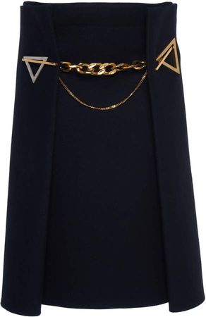 Chain-Embellished Cashmere-Twill Midi Skirt Size: 38
