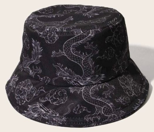 Chinese dragon bucket hat black