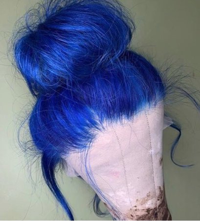 blue messy bun lace wig