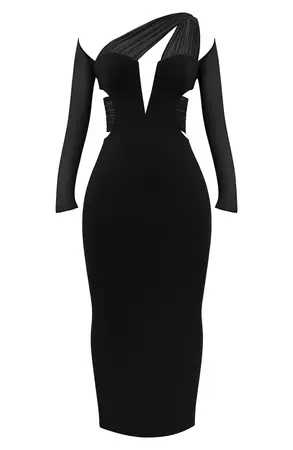 HOUSE OF CB Zahra Asymmetric Cutout Long Sleeve Cocktail Dress | Nordstrom