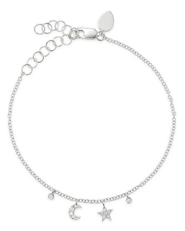 Meira T 14K White Gold Diamond Moon & Star Bracelet | Bloomingdale's
