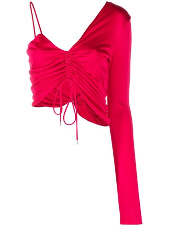 Shop pink The Attico asymmetric draped cropped top with Express Delivery - Farfetch