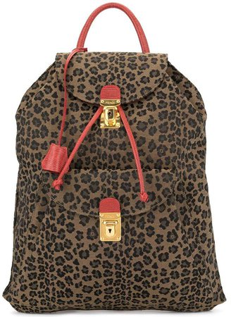 PRE-OWNED leopard pattern backpack hand bag