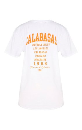 White Calabasas 1986 Slogan Oversized T Shirt | PrettyLittleThing