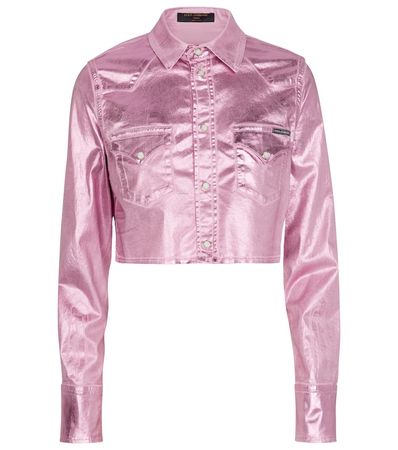 Dolce & Gabbana - 크롭 라미네이트 셔츠 재킷 | Mytheresa