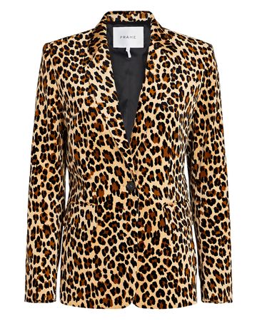 FRAME Classic Leopard Velvet Blazer In Brown | INTERMIX®