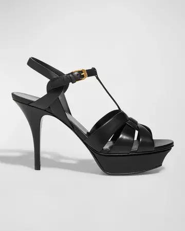 Saint Laurent Tribute Leather Platform Sandals | Neiman Marcus