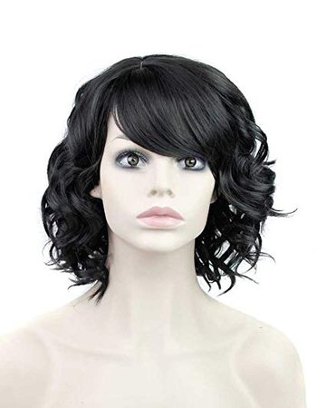 Amazon.com: Tsnomore Short Curly Women Bob Wig with Side Bang (Black): Beauty