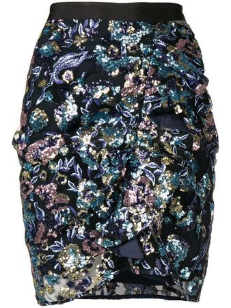 Self-Portrait Floral Embroidered Skirt - Farfetch