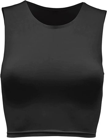 Almere High Neck Contour Tank Top for Women, Sleeveless High-Neck Cropped Tank Top, Double Lined Seamless Fabric at Amazon Women’s Clothing store