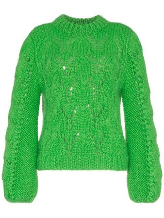 Ganni green Julliard wool mohair-blend jumper