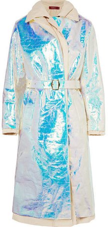 Sies Marjan - Devin Layered Iridescent Coated-shell And Cotton-canvas Trench Coat - Platinum