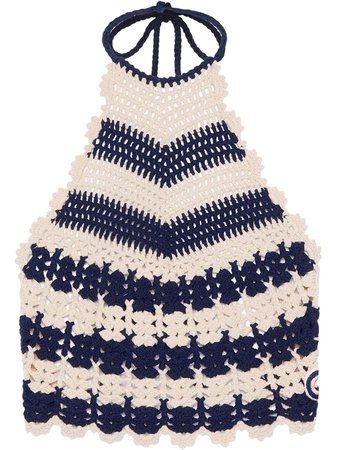 blue & white Gucci crochet-knit tank top