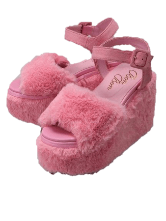 pink fluffy platforms