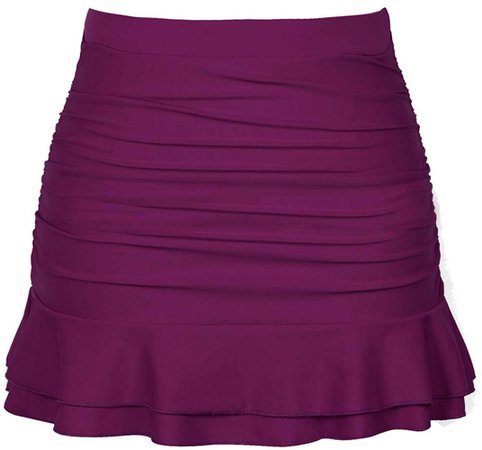 Amazon.com: Hilor Women's Skirted Bikini Bottom High Waisted Shirred Swim Bottom Ruffle Swim Skirt Black 10(fits 6): Clothing