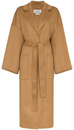 oversized belted wool cashmere-blend coat