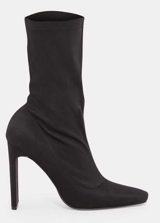 PLT black Lycra heeled sock boot