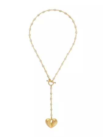 Shop Brinker + Eliza Josie 24K-Gold-Plated & Crystal Puffy Heart Pendant Necklace | Saks Fifth Avenue
