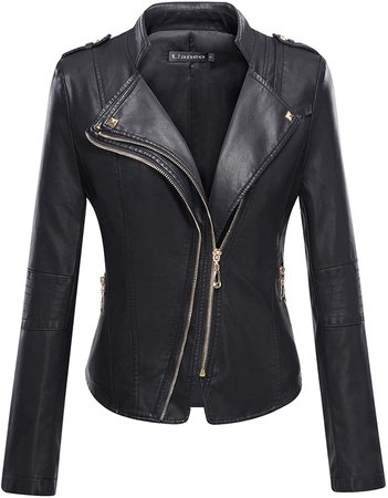 UANEO Women's Slim Faux Leather Motorcycle Biker Jacket Outerwear at Amazon Women's Coats Shop