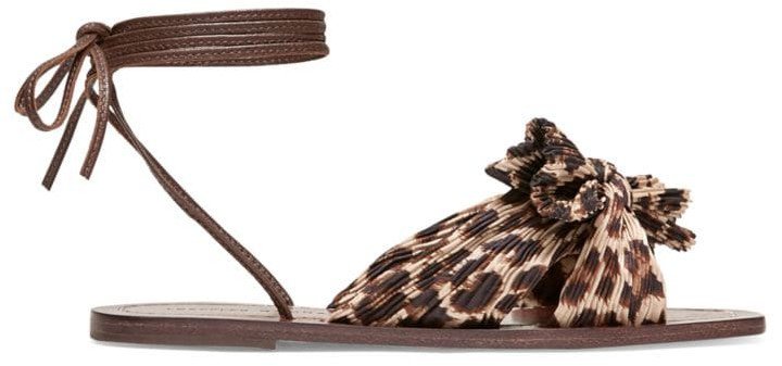 Peony Ankle-Wrap Knotted Leopard-Print Sandals