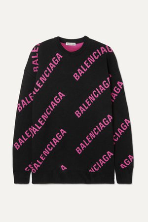 Balenciaga | Oversized intarsia cotton-blend sweater | NET-A-PORTER.COM