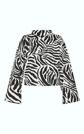 Monochrome Zebra Print Roll Neck Sweater | PrettyLittleThing USA