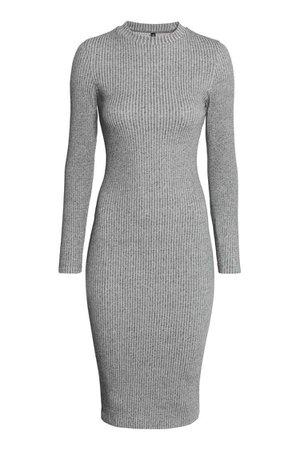 grey fitted midi dress
