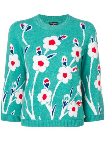 Chanel Pre-Owned Floral Jacquard Sweater For Women | Farfetch.com