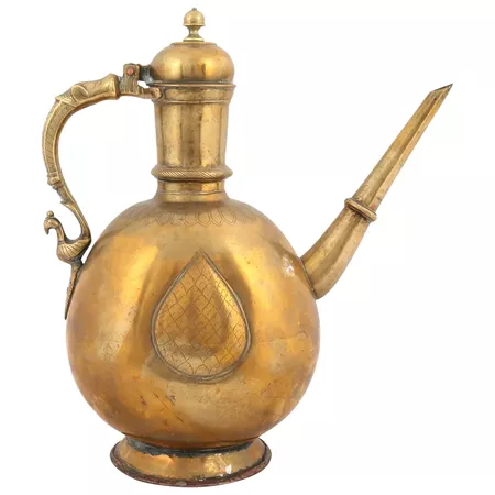Indian Subcontinent Islamic Lahore Massive Peacock Brass Ewer : Islamic Art Miracles | Ruby Lane