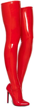 *clipped by @luci-her* Women's Latex Rubber Thigh High Long Stockings
