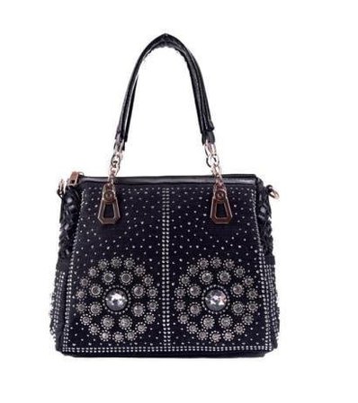 Women's denim handbag, diamond woven bag, trendy shoulder messenger bag