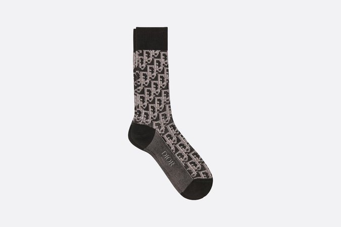 Dior Oblique Socks Black, Gray and Brown Stretch Cotton Jacquard - Accessories - Man | DIOR