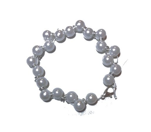 White Pearl and Silver Bracelet
