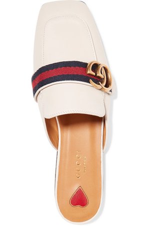 Gucci | Logo-embellished leather slippers | NET-A-PORTER.COM