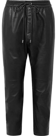 Monaco Leather Straight-leg Pants - Black