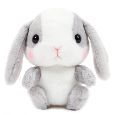Amuse Bunny Plushie Cute Stuffed Animal Toy Grey / White 6 Inches