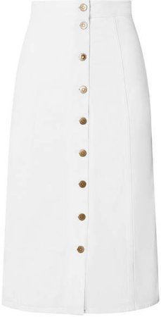 Panton Denim Midi Skirt - White
