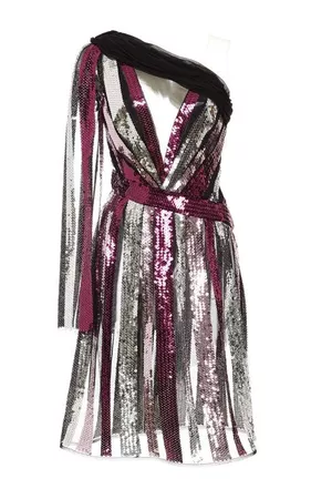 RODARTE : FW2015 Multicolored Sequin Striped One Shoulder Dress | Sumally