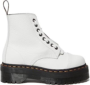 Amazon.com | Dr. Martens Women's Sinclair 8 Eye Leather Platform Boots, White Milled Nappa Leather, 7 Medium US | Ankle & Bootie